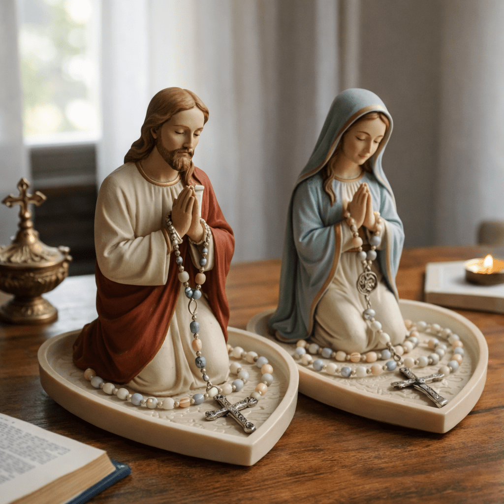 Resin Art Tray - Подставка для молитвенной статуэтки Девы Марии