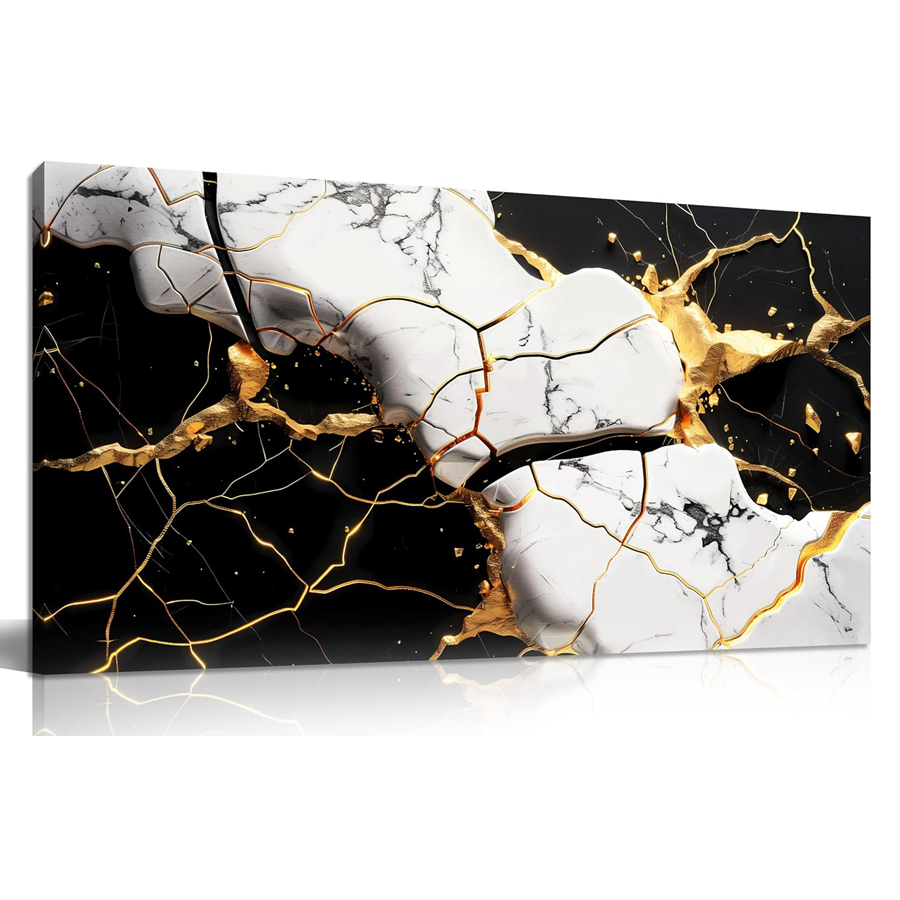 Resin Art Images - Черная золотая текстура, абстрактное изображение, настенное