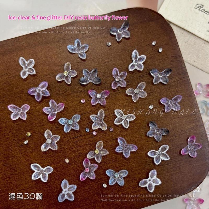Resin Art Using Flowers - 3D блестящие украшения для ногтей из