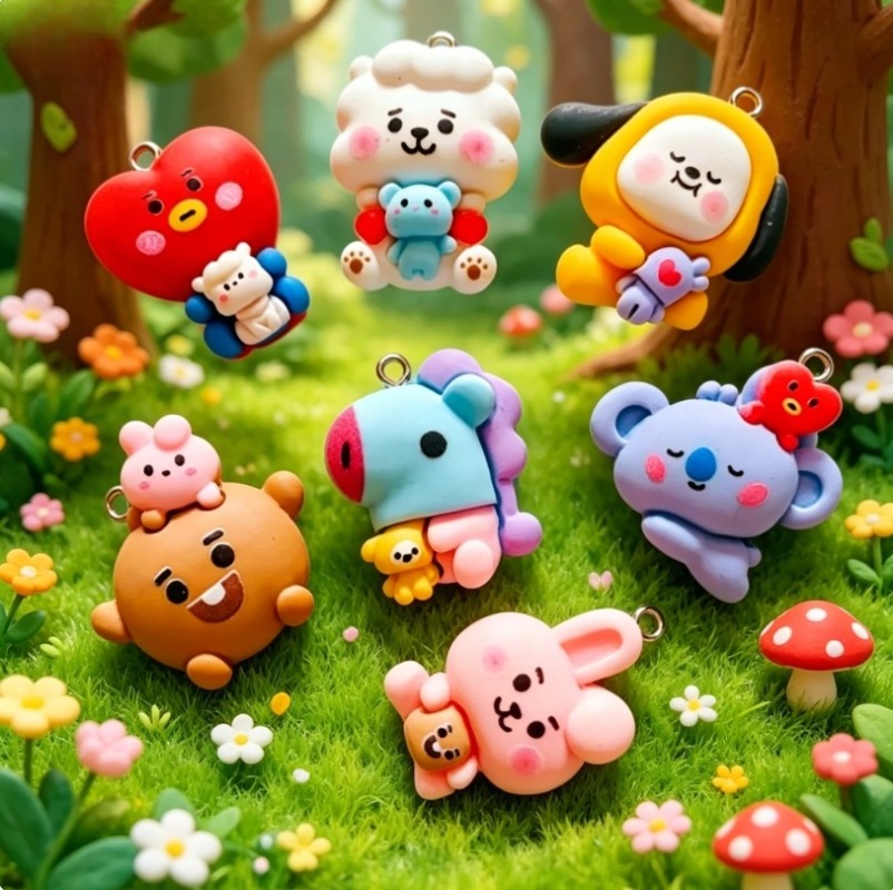 7 шт. смоляных мультяшных шарм – обзор и цена Resin Art Accessories