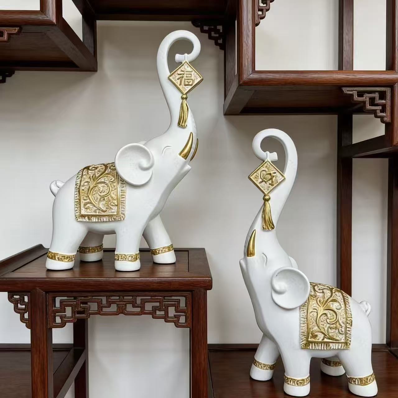 Пара фигурок слонов в китайско – обзор и цена Resin Art Wedding Gift